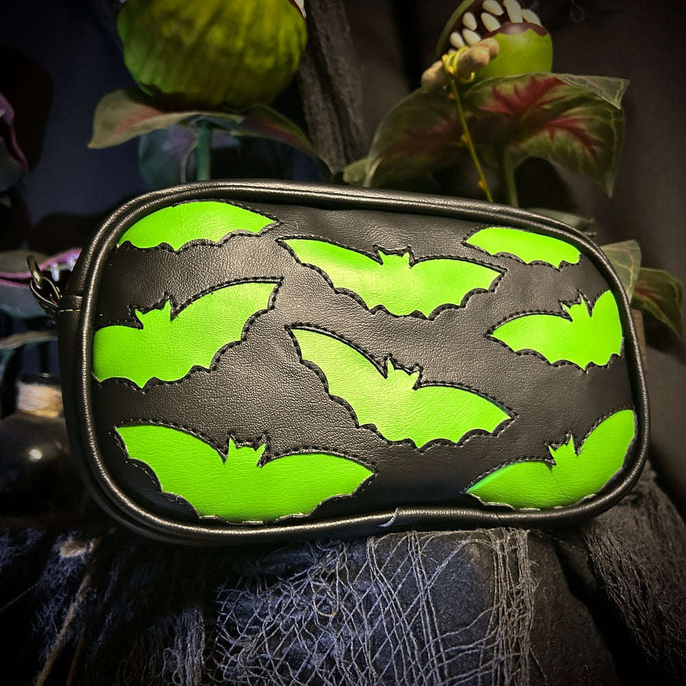 Bat Cutout Bag In Black and Green (Made to Order)